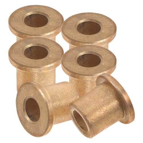 FRCOLOR 6pcs Brass Flanged Sleeve Bearings Copper Sleeve Bearing Pair Wrapped Bushing Design for Industrial Machinery High-Load and High-Temperature Applications