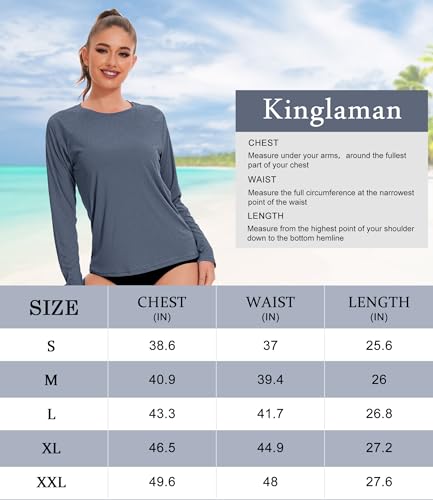 Camisetas protección solar UPF 50+ mujer Kinglaman para senderismo y running pack de 6 7