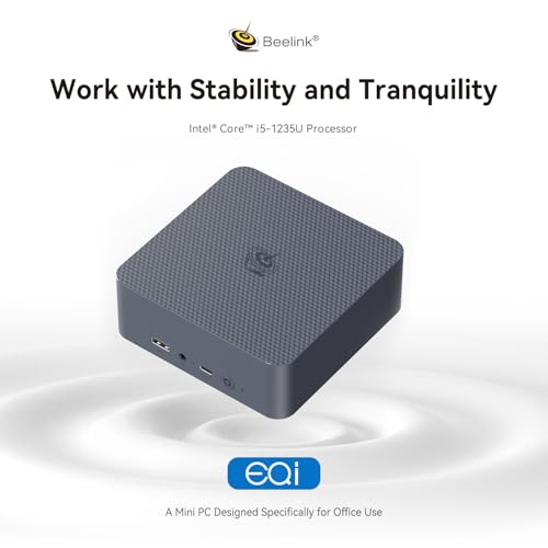 Image of Beelink EQi12 AI Mini PC, Intel Core i5 1235U(Up to 4.4GHz) 10C /12T, Mini Desktop Computer 16GB DDR4 RAM 500GB NVMe SSD, Micro PC 4K@60Hz Dual HDMI /BT5.2 /WiFi 6 for Office /Home /Ai Copilot