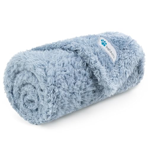 Image of PetAmi Fluffy Dog Blanket for Small Medium Large Dogs, Sherpa Soft Warm Pet Fleece Throw for Indoor Cats, Fuzzy Plush Shaggy Blanket Furniture Protector Sofa Couch Bed, Blue 24x32