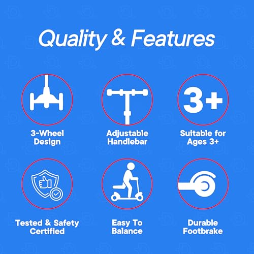 Dribbl 3-Wheel Kids Scooter - Lean-to-Steer Technology, Adjustable Height Handlebar, Anti-Slip Deck, Scooter for Boys & Girls Ages 3+, Child Safety Approved, Support Riders Up To 165 lbs, Red and Blue by Dribbl - Image 5