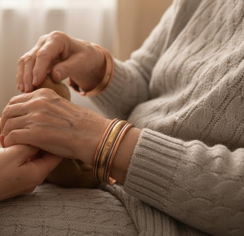 Image of Touchstone copper bracelets | gift for men women |adjustable 100% pure solid real magnetic jewelry | handmade bracelet set combo | rope braided tibetan bangles.