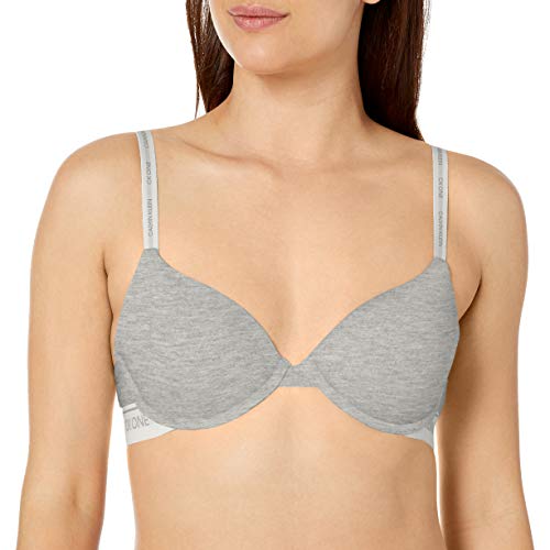 Calvin Klein Women's Ck One Cotton Lightly Lined Demi Bra, Grey Heather, 34A