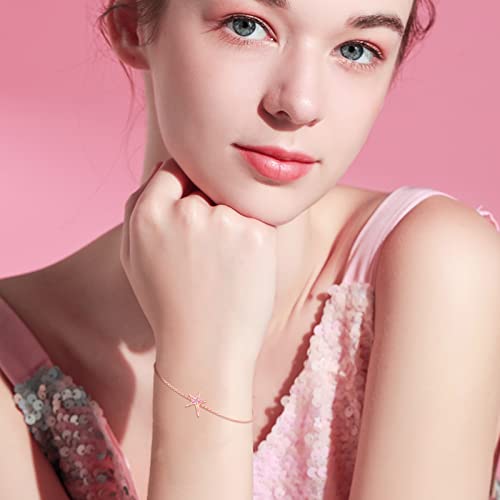 Image of Cuoka Starfish Bracelet 925 Sterling Silver with White Fire Opal Chain Bracelets Ocean Jewelry Birthday For Women