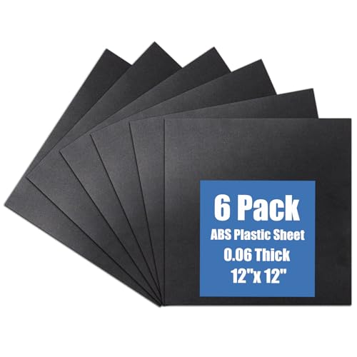 Image of Plastic Sheet 12 inch x 12 inch x 0.06 inch, Black PVC Board Flexible Moldable Impact Strength and High Tensile 1 /16 inch Thick (1.5mm) for Crafts Materials Home Decor and Handicrafts, Abs Plastic Sheets 6 Pack
