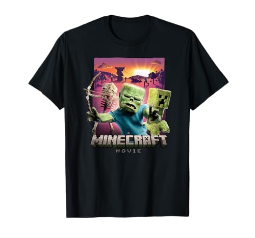 A Minecraft Movie Skeleton Zombie & Creeper Group Portrait T-Shirt