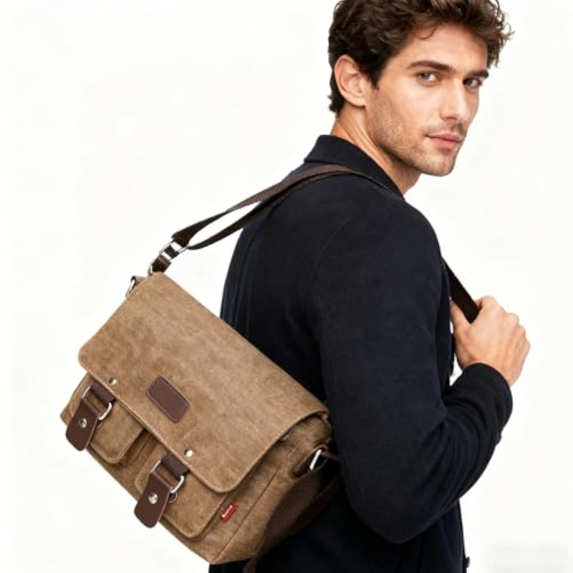 Men's Vintage Canvas Messenger Bag, Multifunctional