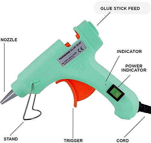 Image of 20W 20 WATT 7MM hot melt Glue Gun with ON Off Switch and LED Indicator (Free 10 Transparent Glue Sticks)
