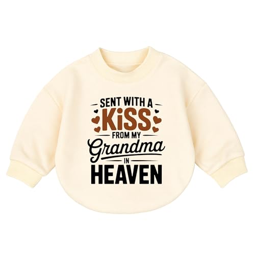 Image of VFAZ Baby Boys-Girls Romper Sweatshirt-Sent with a Kiss from Grandma in Heaven One-Piece-Infant Toddler Bodysuit Outfit