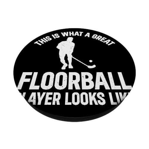 Unihockey Floorball - Great Floorball Player PopSockets Swappable PopGrip, Black - Image 2