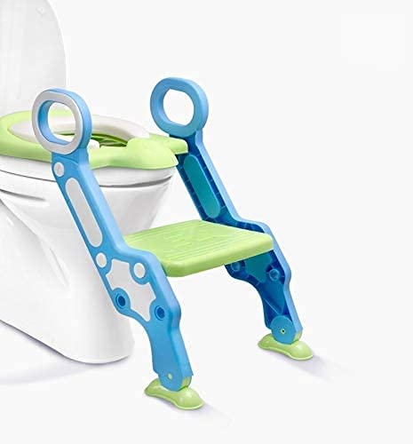 NIRVA WITH DEVICE OF WOMEN PICTURE Foldable Adjustable Potty Toilet Training Seat Baby Toddler Kid Non-Slip Step Stool Potty Ladder Chair (Green)