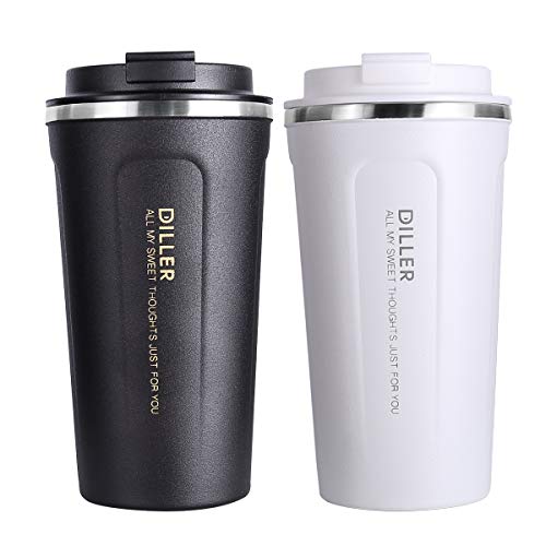 Diller Insulated Tumbler, Classic Coffee Travel Mug 12oz Car Thermos Gift for Men
