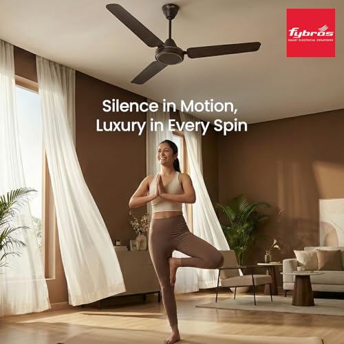 Image of FYBROS Air-1 1200 mm Ceiling Fan for Home, Office| BEE Star Rated Energy Efficient Fan | Superior Air Delivery | Silent Operation | Smoke Brown |3 Years Warranty