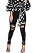 VICVIK Women High Waist Knee Skinny Distressed Ripped Boyfriend Jeans Denim Pants (Black, XL)