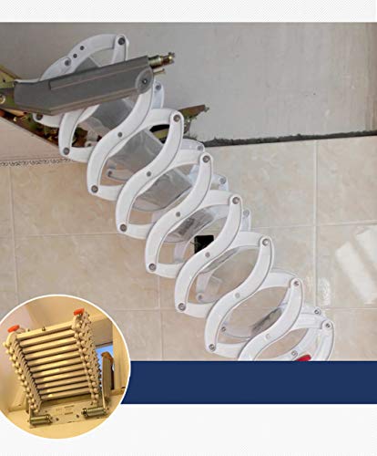 Z6 Aluminum attic Ladder Invisible Folding Staircase Multi-Function loft Ladder 3.28ft-9.84ft Custom (Pure White,Carbon Steel)