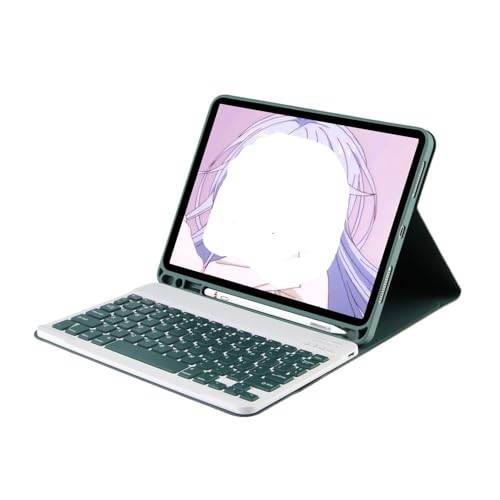 Funda de cuero verde oscuro con teclado QWERTY para iPad 10,9 pulgadas de 11 y 10 generación