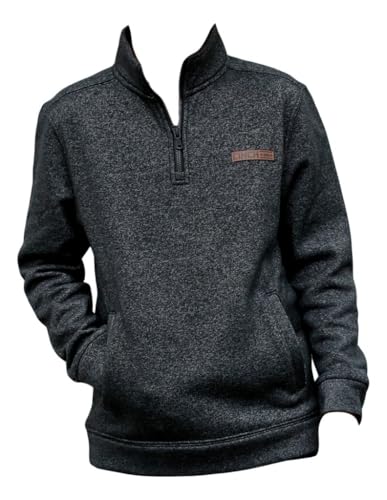 Cinch Western Sweatshirt Boys 1/2 Zip Fleece Logo L Black MWK5140001