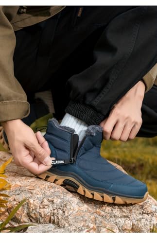 Men's Slip On Snow Boots with Warm Plush Lining, Comfy Non Slip Durable Thermal Side Zipper Design Shoes, Men's Winter Footwear3