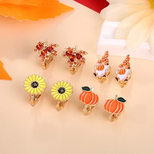 12 Pairs Christmas Thanksgiving Clip on Earrings Set for Teen Girls Women Holiday Earrings Bulk Snowflake Penguin Christmas Tree Bow Gnome Winter Clip Earrings Fall Pumpkin Leaf Earrings Jewelry Gifts4