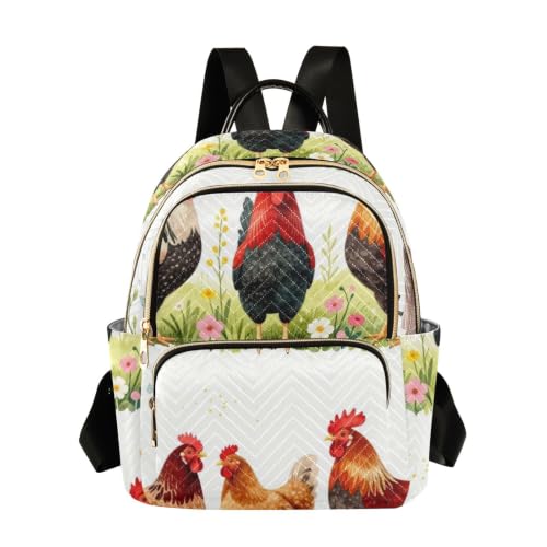 Sac à dos décontracté Wudan compact et ergonomique motif Cute Chicken Farm S-M