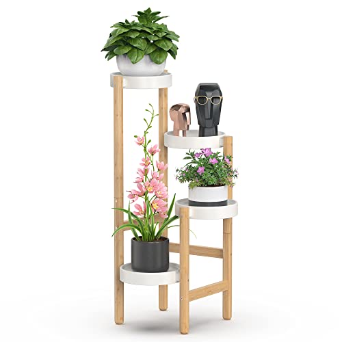 Wisuce Bamboo Plant Stands Indoor, 4 Tiered Tall Corner Plant Stand Holder Multiple Shelf Flower Tables for Garden Indoor Home (4 Tier -2)