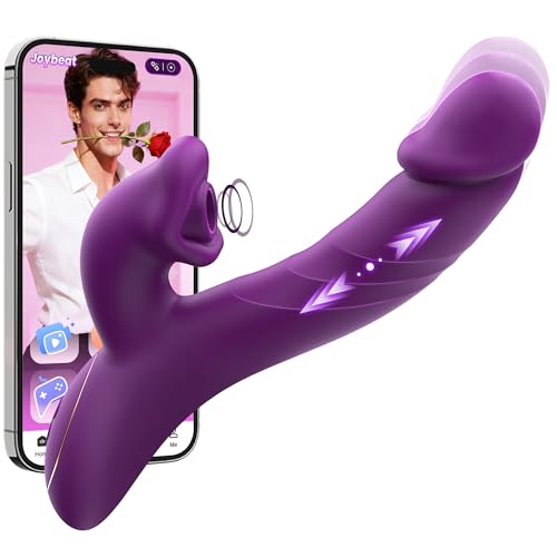 Image of Toendi Sucking Vibrator Rabbit Sex Toy, Nipple Clit Sucker Thrusting Dildo | 9 Suction Modes, 7 Thrusting Dildos Vibrating Modes, App Control Suction Toy, G Spot Vibrators Clitoral Stimulator