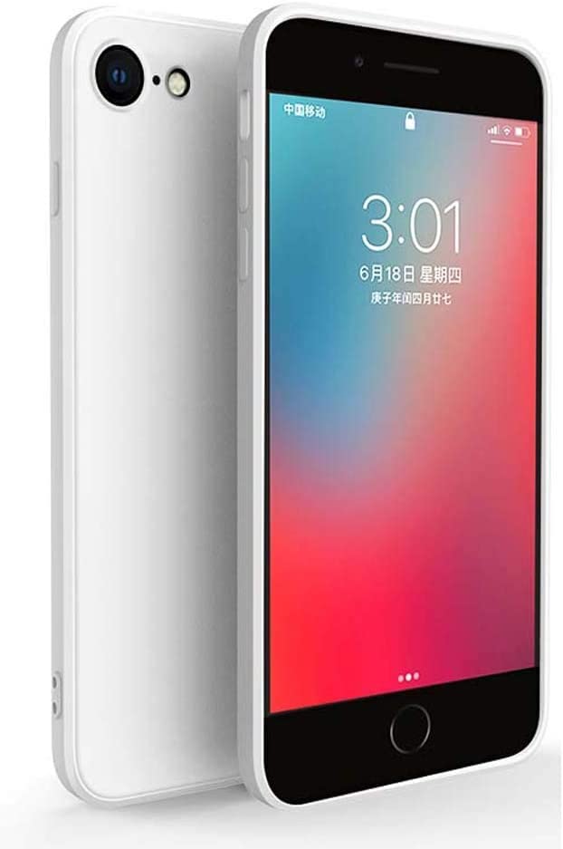 Coque iPhone SE 2020 antichoc blanche en silicone liquide bords droits anti-rayures