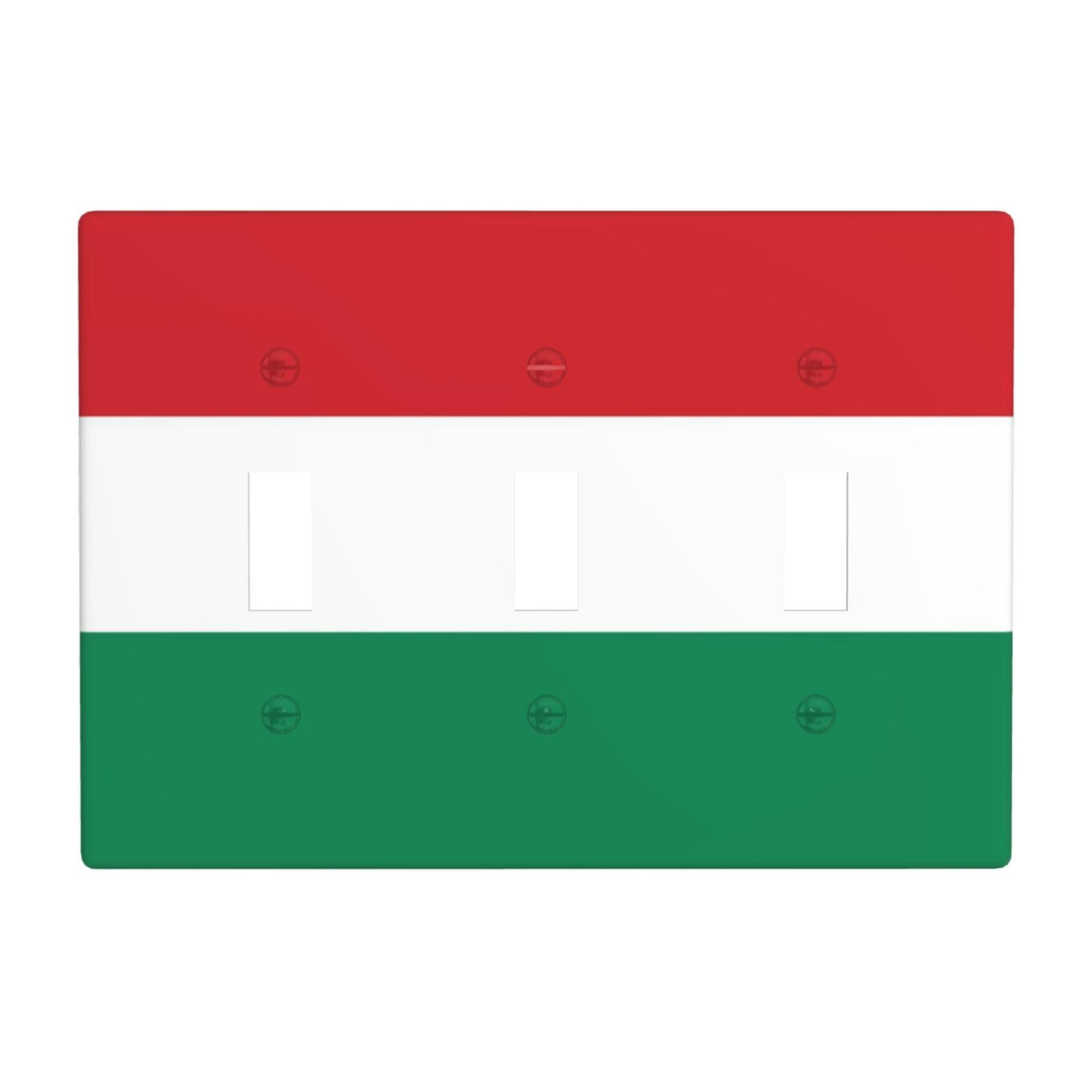 Flag of Hungary 3 Gang Switch Plate Cover-Unbreakable Polycarbonate Wall Plate, Heat Resistant Toggle Switch Decor for Home