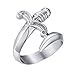 PAURO Hombre Mujer Acero Inoxidable Plata Vendimia Punk Espada Marcador Anillo Tamaño 27