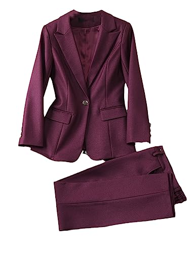 Ladies Formal Blazer and Pant Suit Women Jacket Trouser Female Business Work Wear 2 Piece Set