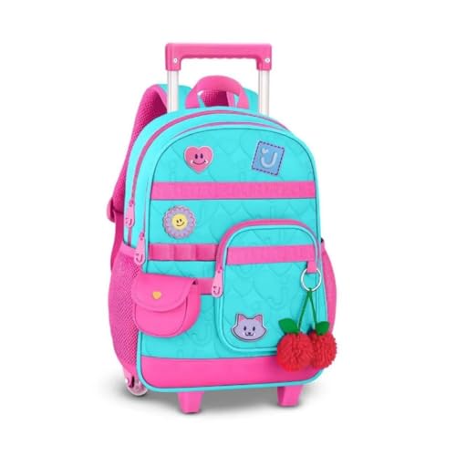 Mochila Carrinho Juju Teofilo Bolsa Escolar Infantil Meninas com Chaveiro (Verde)