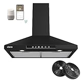 CIARRA Smart Range Hood 30 inch with Voice Control, Compatible with Alexa/Google Home/Smart Life Assistant, Wall Mount Range Hood with Carbon Filters in Black, CAB75206W-003