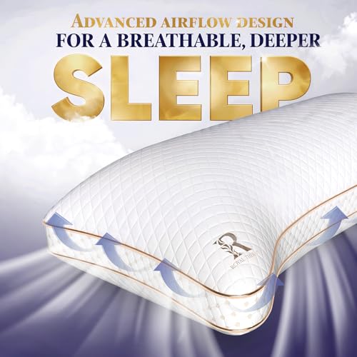 Image of Royal Therapy Queen 4-Pack Memory Foam Pillow, Adjustable Shredded Odor-Free Cut-Out Bed Pillow for Neck & Shoulder Pain Relief, Breathable Support for Back, Stomach, Side Sleepers, BioForm