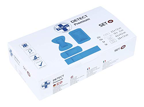 HierBeiDir Set di Cerotti adesivo Detect, extra flessibile ed elastico, traspirante, adatto alla pelle, ipoallergenico, 50 pezzi, per giunture, punta, Cerotti e strisce