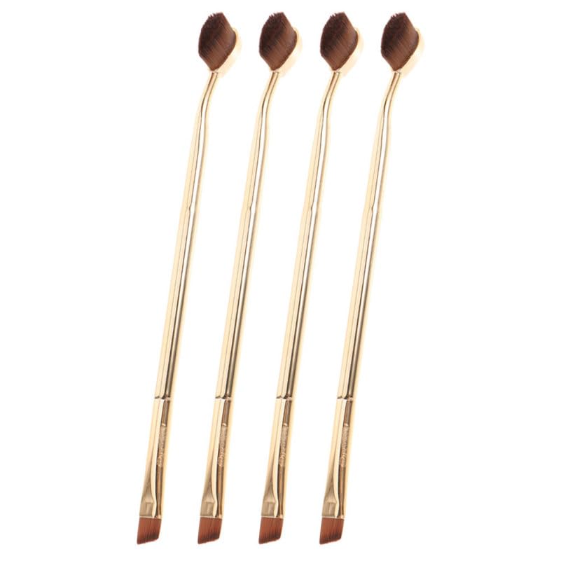 BESTYASH 4 Pcs Double-Ended Concealer Brush Set for under Eye and Face Makeup Angled and Dual-Sided Makeup Brushes with Ergonomic Golden Handles Portable Cosmetic Tools for Women