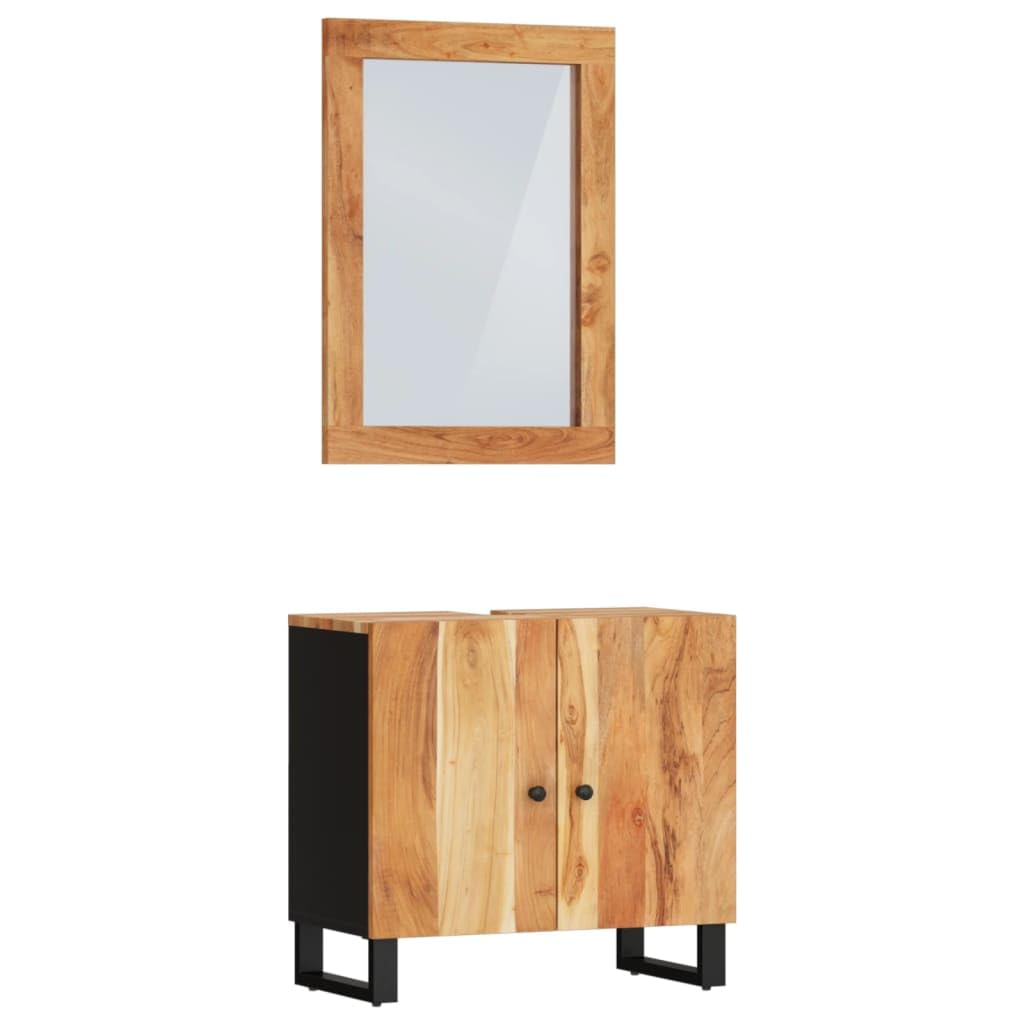 Conjunto de Muebles de baño 2 Piezas Madera Maciza de Acacia, Muebles para Baño, Muebles para Lavabo, Armario Baño