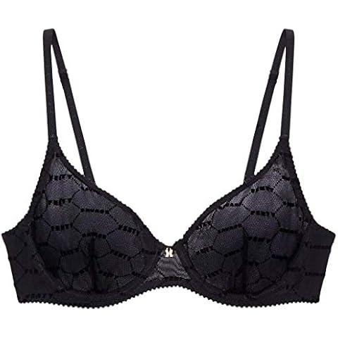 Savage X Fenty Women's Flocked Logo Unlined Bra, Black Caviar, 36D Cover