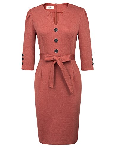 GRACE KARIN Women's Fall Strechy Tunic Working Mini Dress L Dark Red