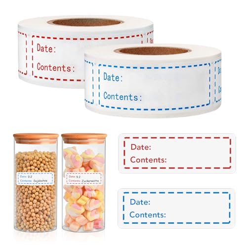 1000 Etiquetas para Congelador, Etiquetas Extraíbles de 75 x 25 mm para Contenedores de Congelador, Adhesivas para Tarros de Mermelada, etiquetas Solubles en Agua para Contenedores de Alimentos