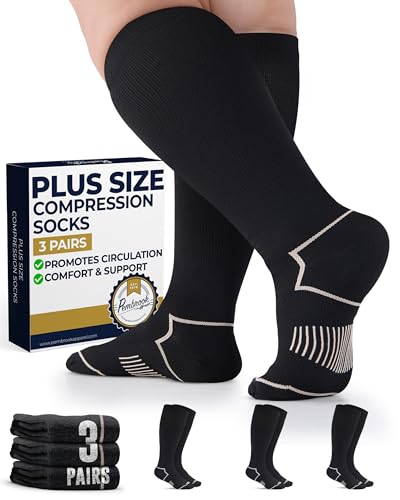 Image of Pembrook Plus Size Compression Socks for Women Wide Calf - 3 Pairs, 20-30mmHg Extra Wide Calf Compression Socks, Up to 4XL