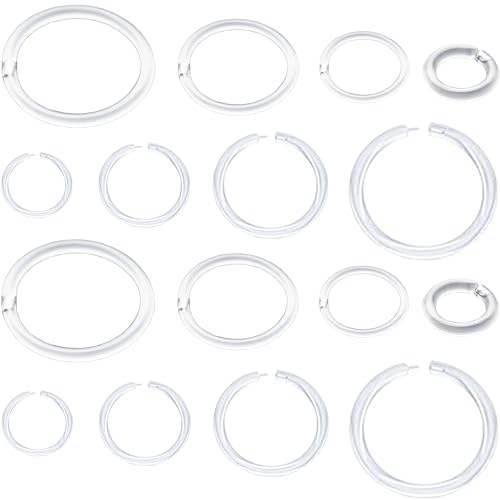 Anti-Allergy Unisex Plastic Hoop Ear Retainers, 20-16 Gauge Clear Nose Rings, with Buckle, Comfortable and Hypoallergenic for Sensitive Ears & Skin (20 Gauge)
