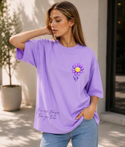 Image of London Hills Tshirt for Woman | Oversized Tshirt for Women | T Shirt for Womans | Graphic T Shirt for Women Pure Cotton | Tops for Woman Western, Printed Oversized Loose Fit Plus
