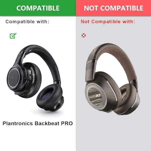 Almohadillas de repuesto para auriculares Backbeat Pro, compatibles con Plantronics Backbeat Pro inalámbricos con cancelación de ruido, piel sintética premium y espuma viscoelástica miniatura 5