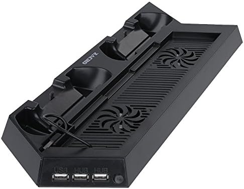 Zacro PS4 Vertical Stand Cooling Fan Dual Charging Station for Playstation 4 Dual Shock 4 Controllers, with Dual USB HUB Charger Ports -Dual Use with Cooling and Charging System(Not for PS4 Slim/Pro)