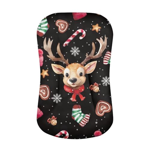 Image of ZOUTAIRONG Christmas Sheetsack Bassinet Sheets Neutral Unisex Fitted Christmas Elk Baby Bassinet Sheets Set for Standard Bassinets for Baby Boys or Girls