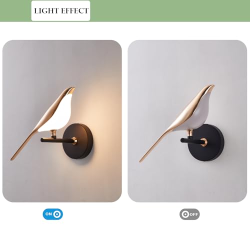 Image of Bird Wall Sconce, Fun Wall Light with Acrylic Shade, LED Birds Wall Lamp, Art Deco Wall Mount Lamp for Bedroom, Stairway, Corridor (1 Light)