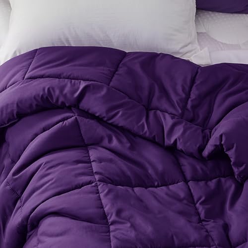 Image of Bedsure Comforter Duvet Insert - Quilted Comforters Twin XL Size, All Season Duvet, GentleSoft Down Alternative Bedding Blanket, with 8 Tabs, Gifts for Women /Men, Purple, Twin XL 92 x 68 Inches
