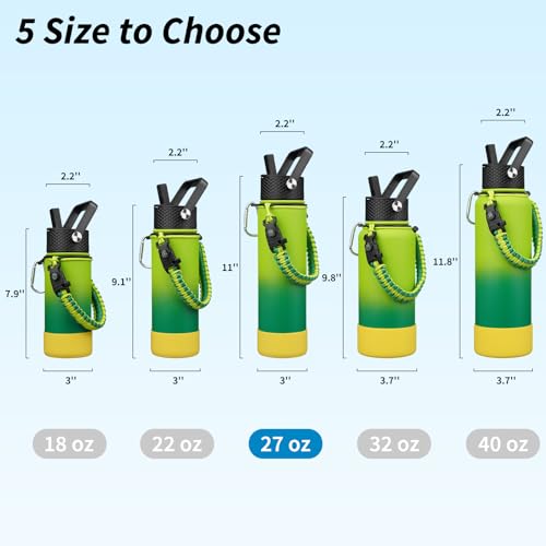 Image of BJPKPK 27oz Insulated Water Bottle with 3 Lids, Straw Lid & Handle