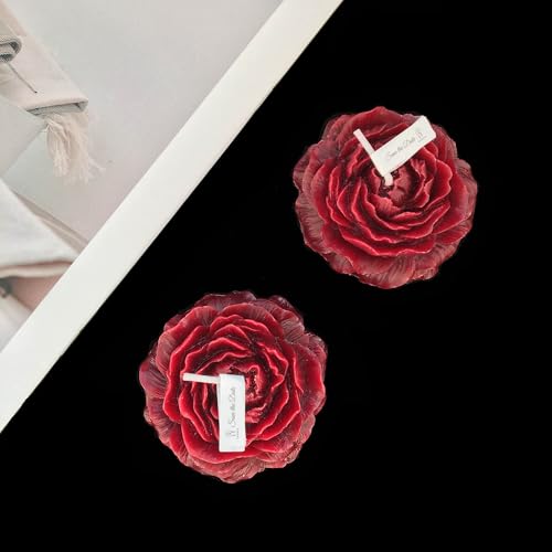 Sensational Romance Set: 4 Wine Red Peony Shaped Low Temperature Scented Candles for Intimate Couples' Experiences - Image 2