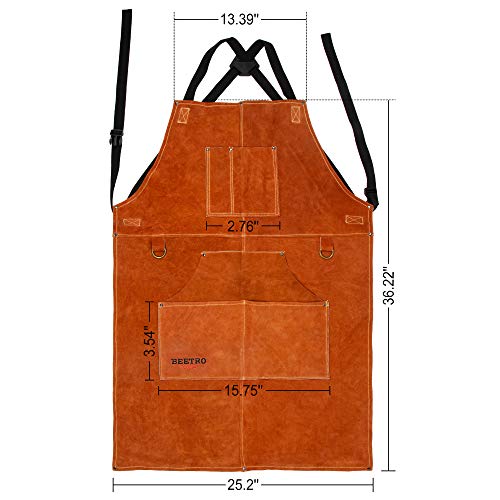 image for BEETRO Woodworking Shop Apron For Heavy Duty and Welding, Cowhide Leat
